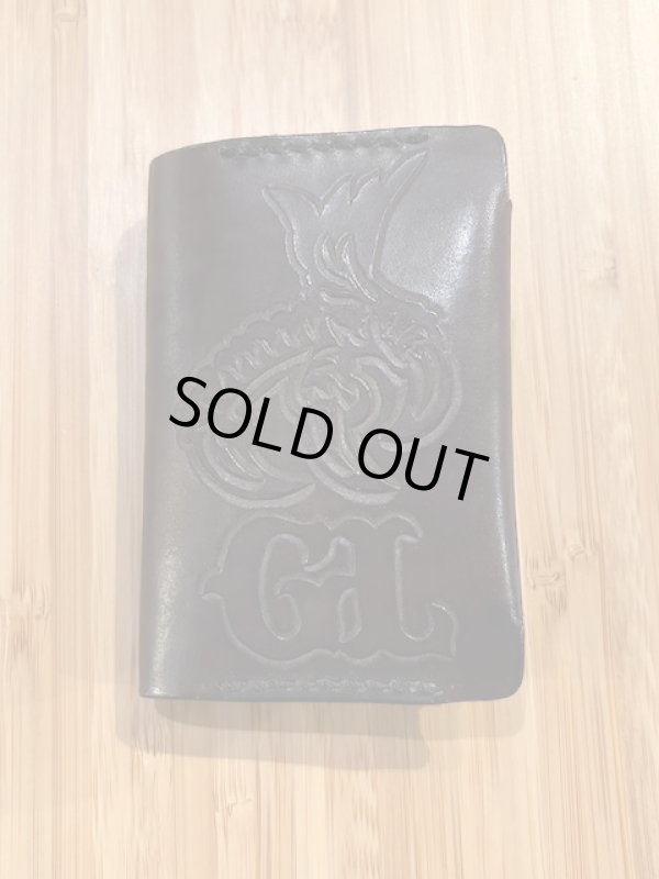 画像1: GROK LEATHER//CARD HOLDER CARVING BLACK