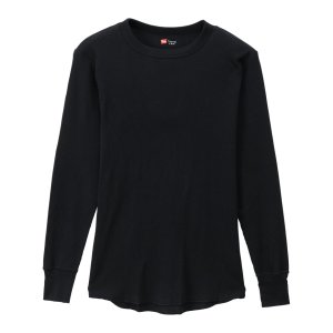 画像: HANES/CREW NECK L.SLEEVE THERMAL  BLACK
