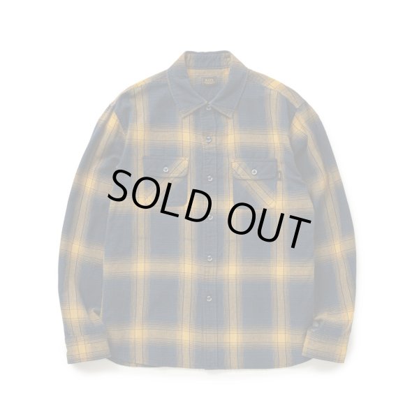 画像1: RATS/COTTON LINEN CHECK SHIRT  NAVYxYELLOW