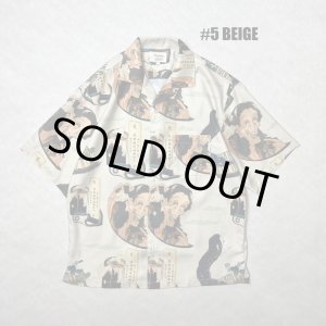 画像: ALCARZA/x葛飾北斎 OPEN COLLAR SHIRT 妖怪 BEIGE