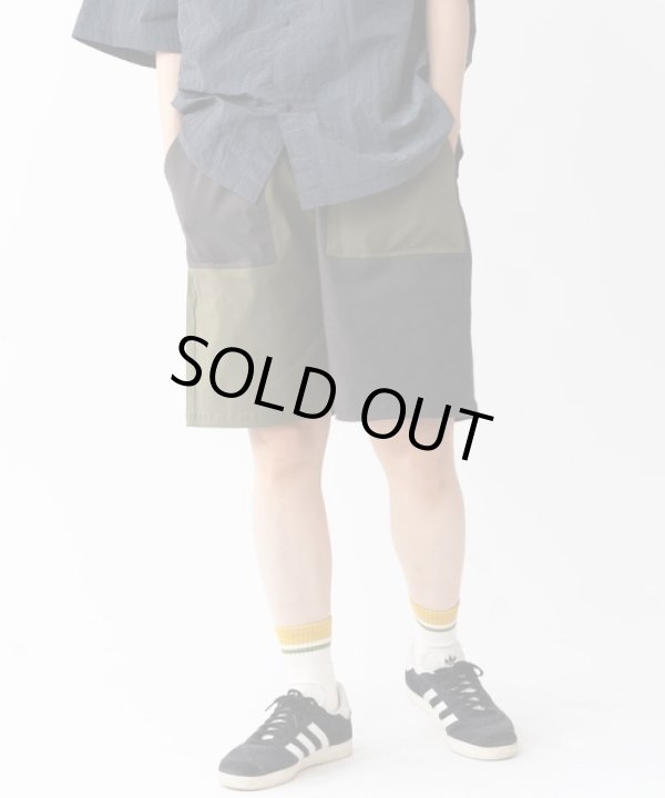 画像1: (再入荷) GYMMASTER/STRETCH HERRINGBONE SHORTS  OLIVExCHARCOAL