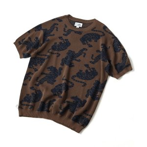 画像: GYMMASTER/JACQUARD KNIT TIGER  BROWNxNAVY