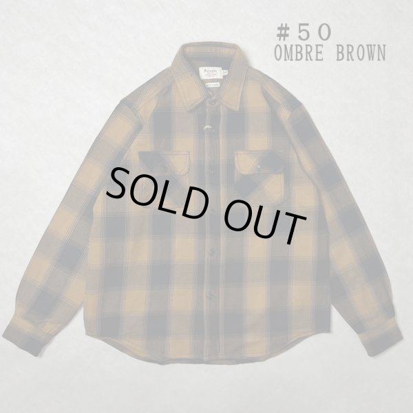 画像1: (再入荷) ALCARZA/HEAVY NELL CHECK WORK SHIRT  OMBRE BROWN