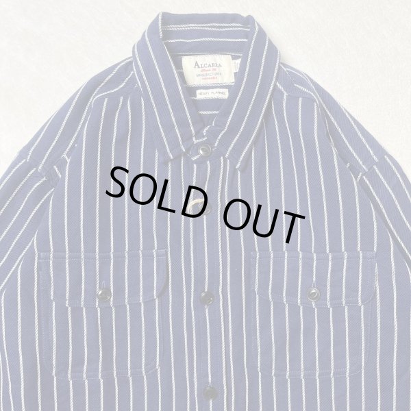 画像3: (再入荷) ALCARZA/HEAVY NELL STRIPE WORK SHIRT  NAVY