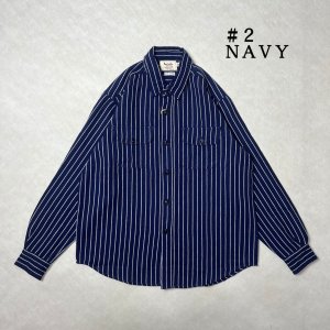 画像: ALCARZA/HEAVY NELL STRIPE WORK SHIRT  NAVY