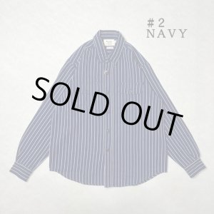 画像: (再入荷) ALCARZA/HEAVY NELL STRIPE WORK SHIRT  NAVY