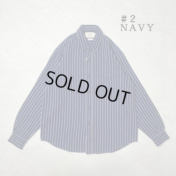 画像1: (再入荷) ALCARZA/HEAVY NELL STRIPE WORK SHIRT  NAVY
