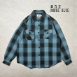 画像1: ALCARZA/HEAVY NELL CHECK WORK SHIRT  OMBRE BLUE