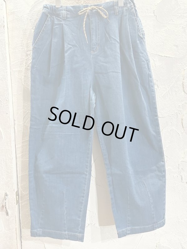画像1: GYMMASTER/STRETCH DENIM TWO TUCK PANT  DEEP BLUE