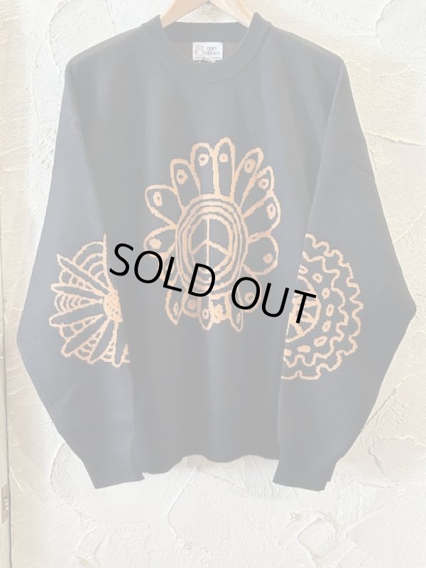 画像1: GYMMASTER/JACQUARD KNIT PEACE FLOWER  BLACK