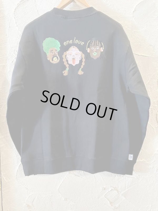 画像1: GYMMASTER/ONE LOVE EMBROIDERY SWEAT  BLACK