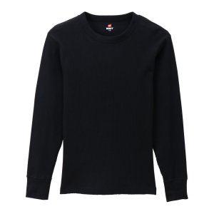 画像: HANES/BEEFY CREW NECK THERMAL  BLACK