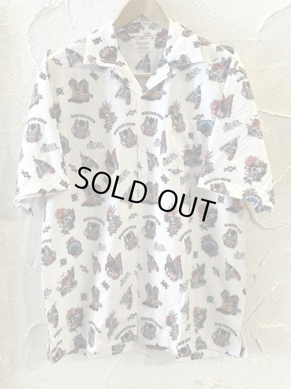 画像1: (再入荷) ALCARZA/OPEN SHIRTS TATOO FLASH  OFF WHITE