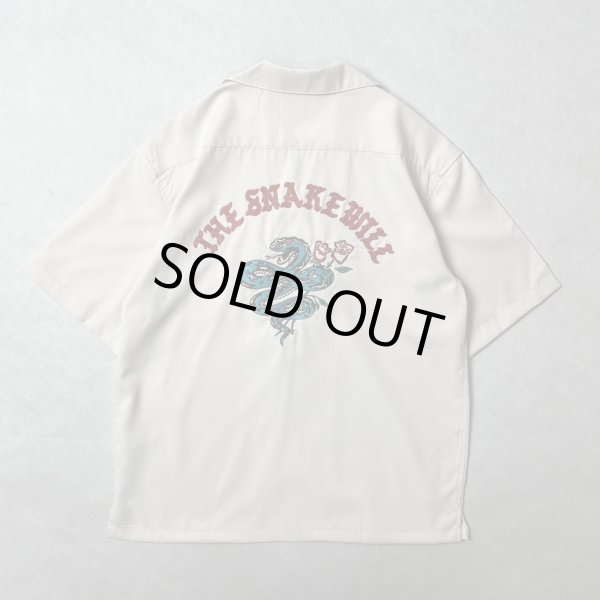 画像1: (再入荷) ALCARZA/BACK EMBROIDERY SHIRT SNAKE  OFF.WHITE