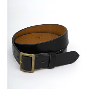 画像: BELAFOTE/RT LEATHER BELT 30mm BLACKxBRASS 