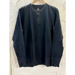 画像: HANES/BEEFY THERMAL HENLEY NECK LS T BLACK