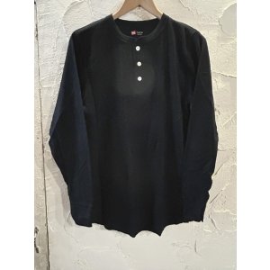 画像: HANES/THERMAL HENLEY NECK LS T BLACK