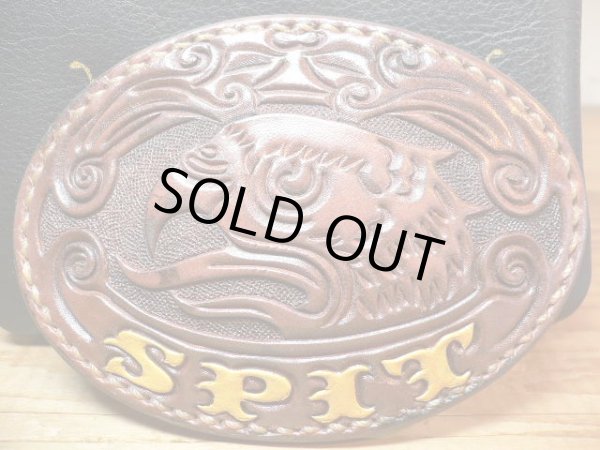 画像1: GROK LEATHER/SPIT LEATHER BUCKLE  DARK BROWN