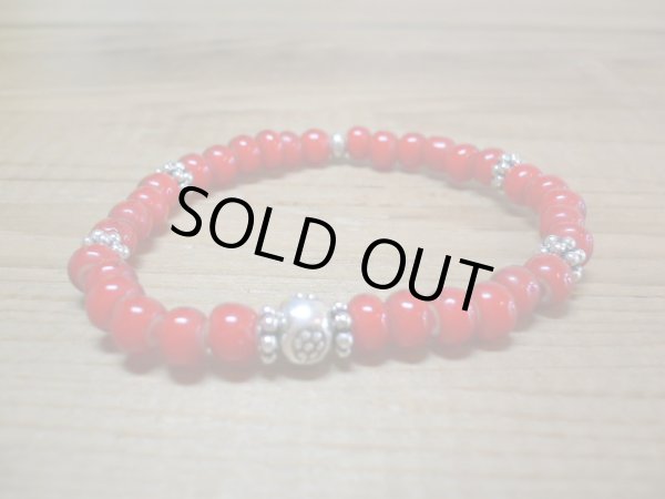 画像1: WELCOME/ANTIQUE BEADS BRACELET  RED