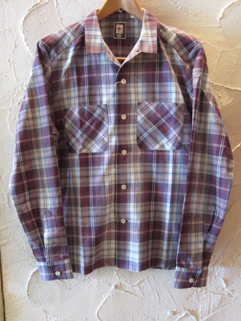 画像1: (SALE 40%OFF) BELAFONTE/CHECK OPEN SHIRTS  BURGUNDY