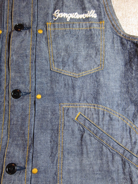 画像: GANGSTERVILLE(ギャングスタービル)/G.V REBEL'S MC VEST CHAMBRAY  INDIGO