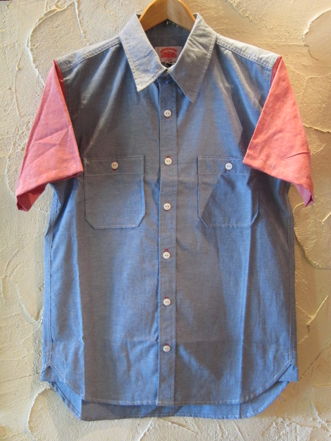 画像1: ☆50%OFF☆ ROUND HOUSE/2 TONE DUNGAREE SHIRTS  BLUExRED