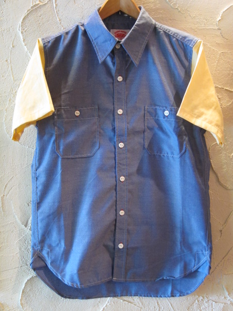 画像1: ☆50%OFF☆ ROUND HOUSE/2 TONE DUNGAREE SHIRTS  NAVYxYELLOW