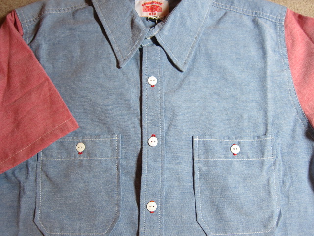 画像3: ☆50%OFF☆ ROUND HOUSE/2 TONE DUNGAREE SHIRTS  BLUExRED