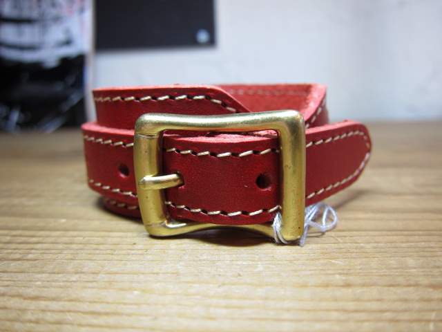 画像1: QUITTER/LEATHER WRISTBAND  RED