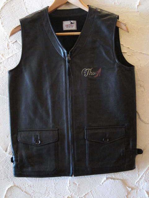 GANGSTERVILLE ギャングスタービル/THUG VEST COWHIDE BLACK GANGSTERVILLE