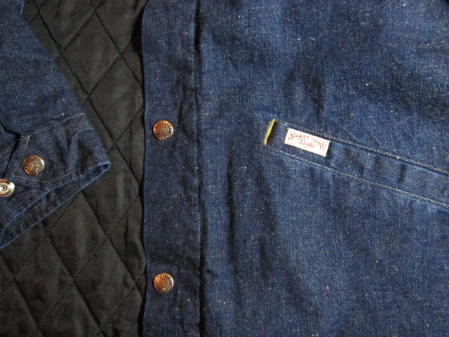 画像: SUGAR CANE Light/11oz NEP DENIM COACH JKT WITH PADDING  NAVY