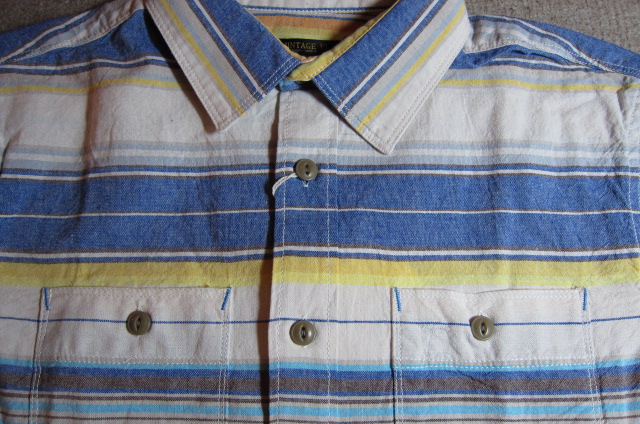 画像: (SALE 40%OFF) VINTAGE EL/NATIVE BORDER SHIRTS　S/S  BLUE