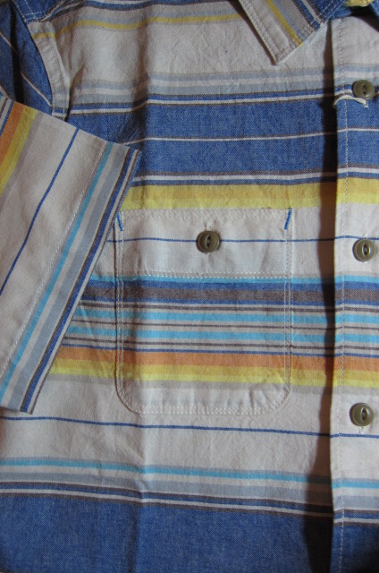 画像: (SALE 40%OFF) VINTAGE EL/NATIVE BORDER SHIRTS　S/S  BLUE