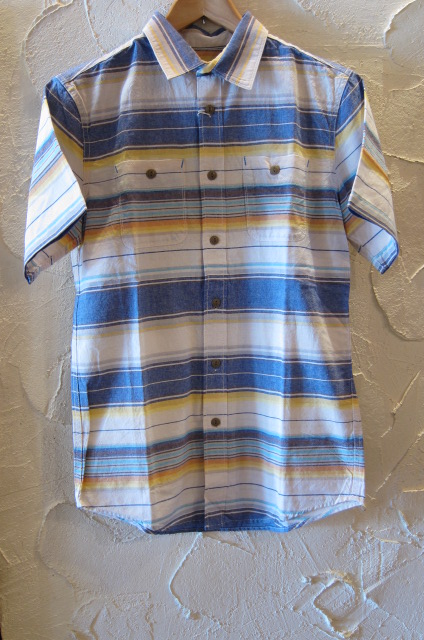 画像1: (SALE 40%OFF) VINTAGE EL/NATIVE BORDER SHIRTS　S/S  BLUE