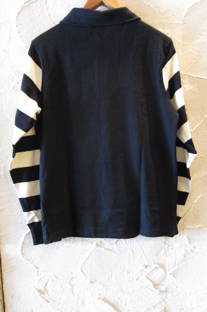 画像: PUBLIC HLD/SLEEVE BORDER HALF ZIP  BLACK