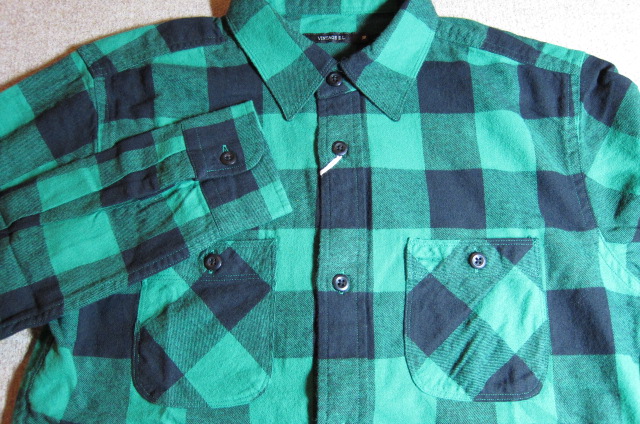 画像: (再入荷)VINTAGE EL/BLOCK CHECK WORK SHIRTS  GREEN×BLACK