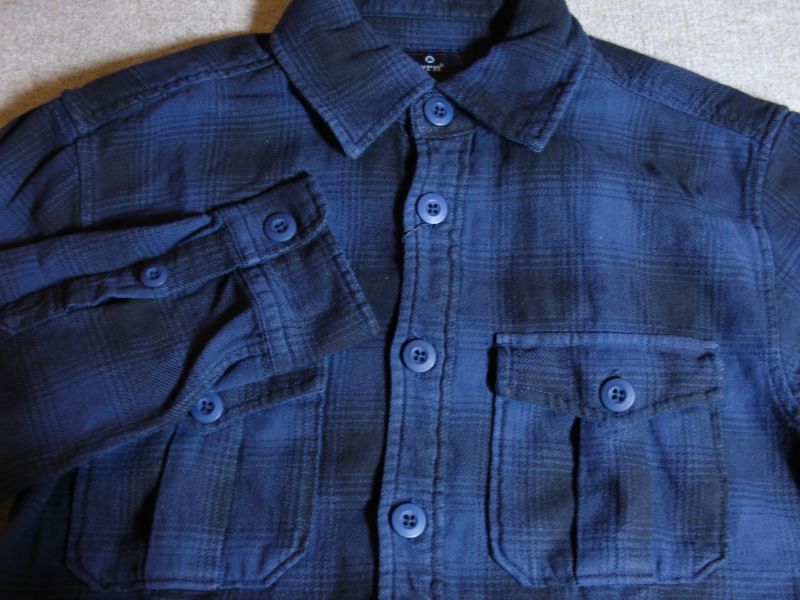 画像: GRN/INDIGO OMBRER CHECK CPO JKT  BLUE