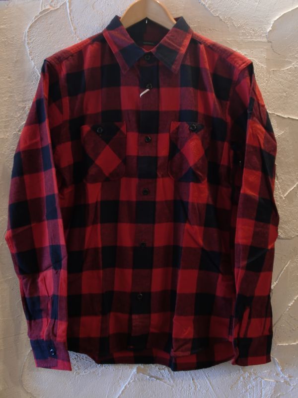 画像1:  (再入荷)VINTAGE EL/BLOCK CHECK WORK SHIRTS  RED×BLACK