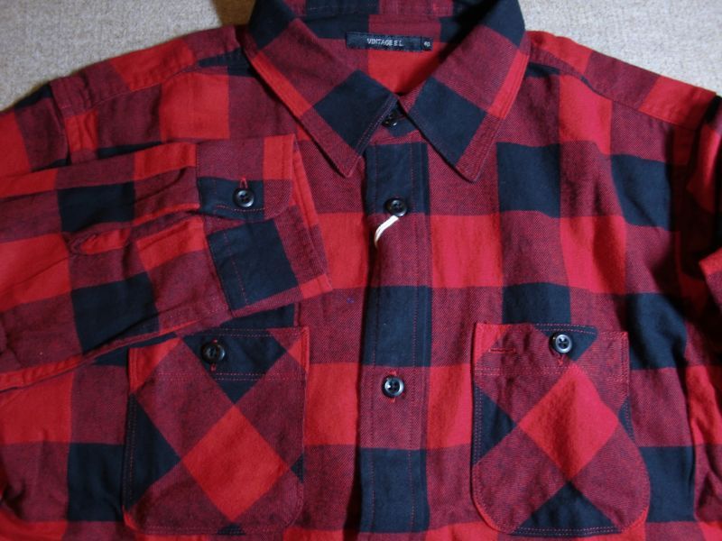 画像: (再入荷)VINTAGE EL/BLOCK CHECK WORK SHIRTS  RED×BLACK