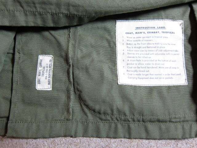 画像: BUZZ RICKSON'S/COAT MAN'S COMBAT TROPICAL  OLIVE BR12247