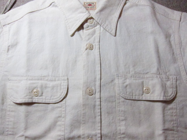 画像: SUGAR CANE/WHITE CHAMBRAY S/S WORK SHIRTS WHITE(OFF)