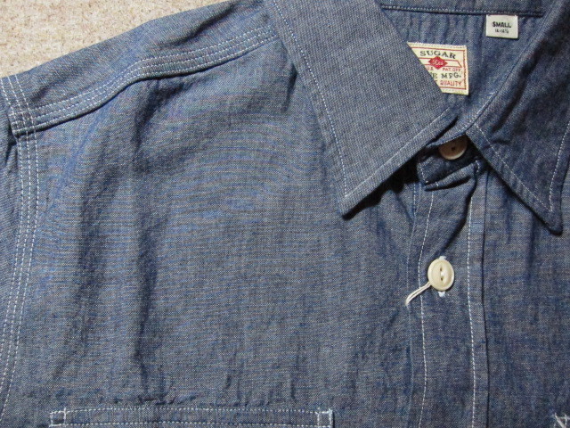 画像: SUGAR CANE/BLUE CHAMBRAY S/S WORK SHIRTS  NAVY