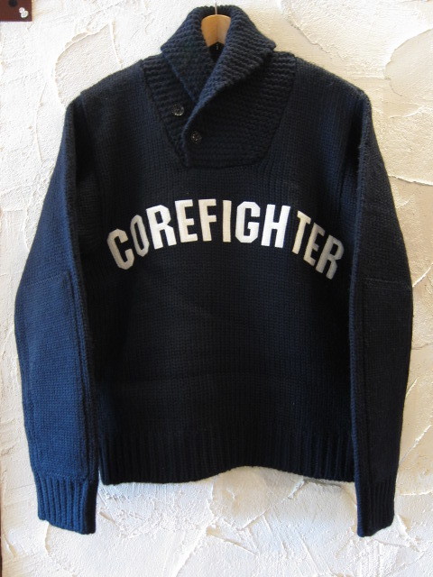 画像1: (SALE 30%OFF)(DEAD STOCK) COREFIGHTER/SHAWLL COLLAR KNIT  BLACK