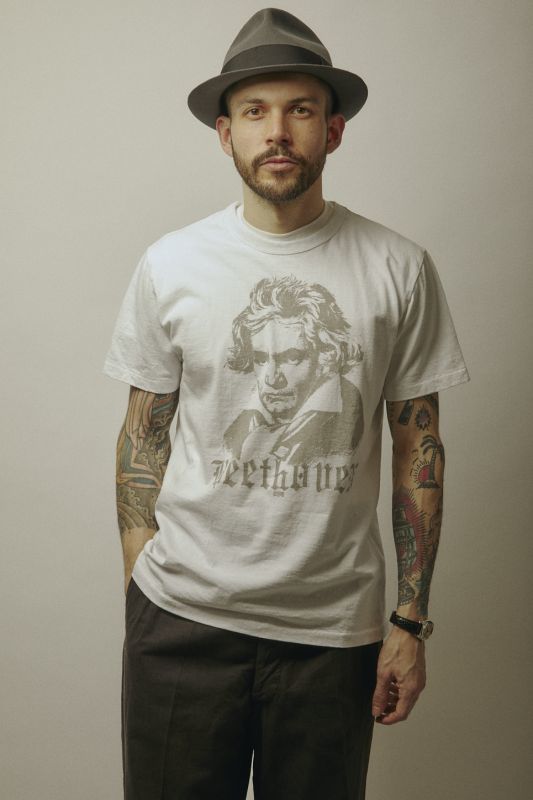 画像1: BELAFOTE/RT BEETHOVEN PRINT T  WHITE