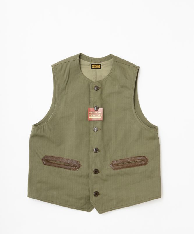 画像1: (SALE 30%OFF) BELAFOTE/RT CIVILIAN DECK VEST H.B  A.GREEN