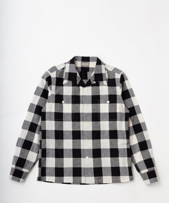 画像1: (SALE 35%OFF) BELAFOTE/RT OPEN COLLAR GINGHAM SH  BLACK