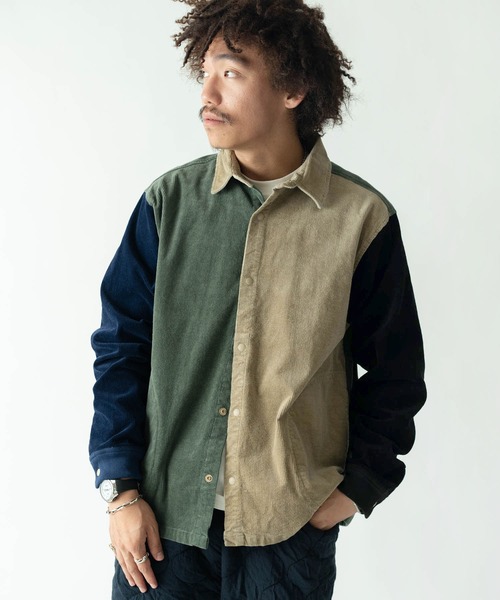 画像2: (再入荷) GYMMASTER/STRETCH CORDUROY SHIRT  BLACK