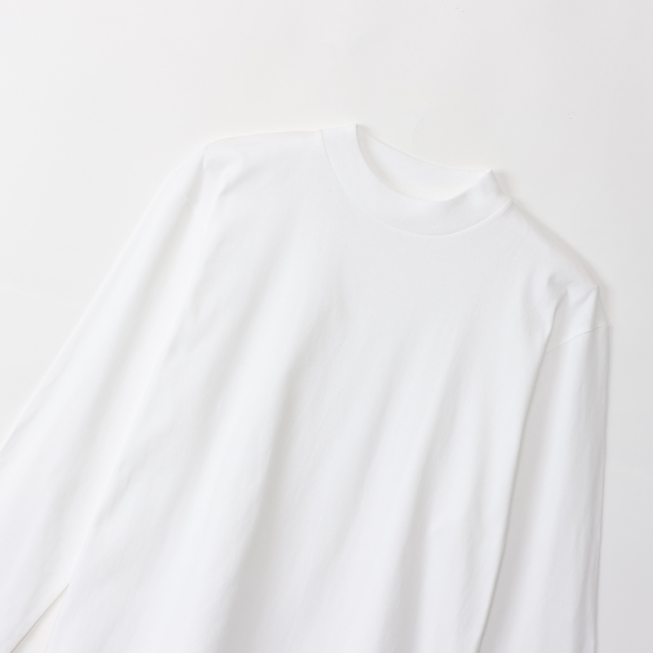 画像2: HANES/MOCK NECK L.SLEEVE T  WHITE