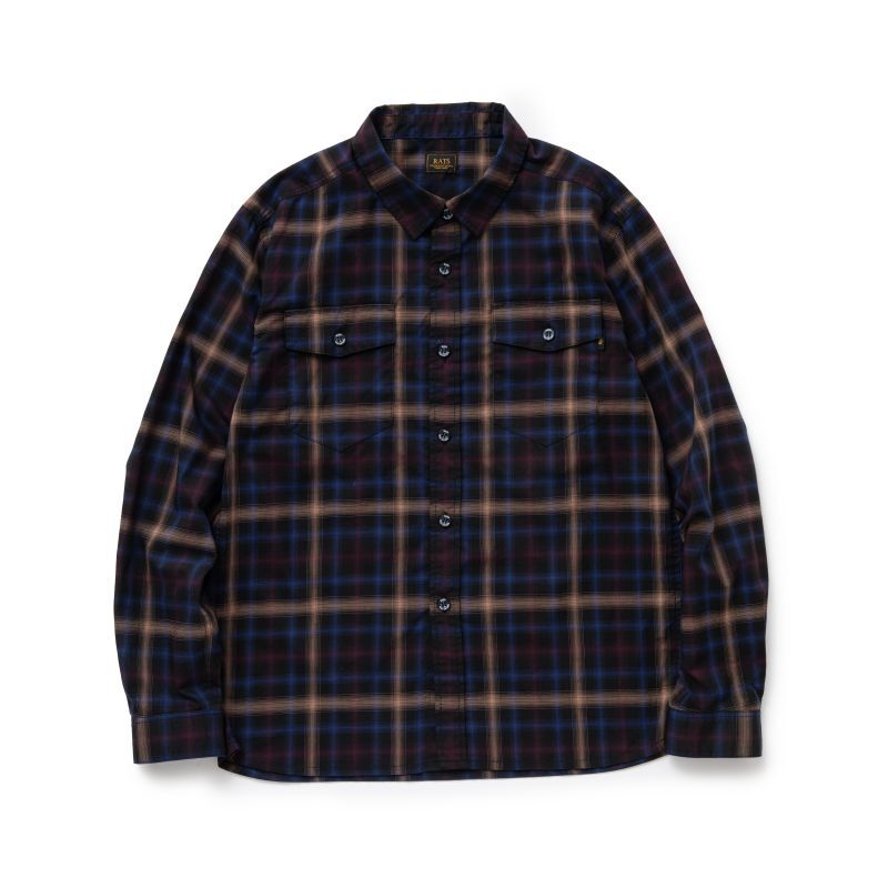 画像1: RATS/OMBRE CHECK SHIRTS  BLACK