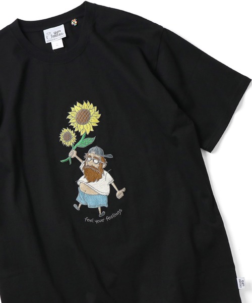 画像1: GYMMASTER/FEEL YOUR FEELING EMBROIDERY T  BLACK